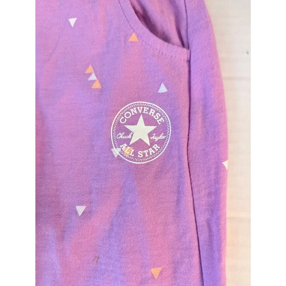 Converse Kids Purple Gold Metallic Foil Sparkle Jogger Pants Toddler Size 3T